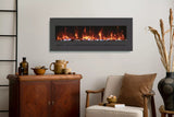 Amantii WM-FML-48-5523-STL Wall Mount / Flush Mount - 48" Electric Fireplace with a Steel Surround and Glass Media