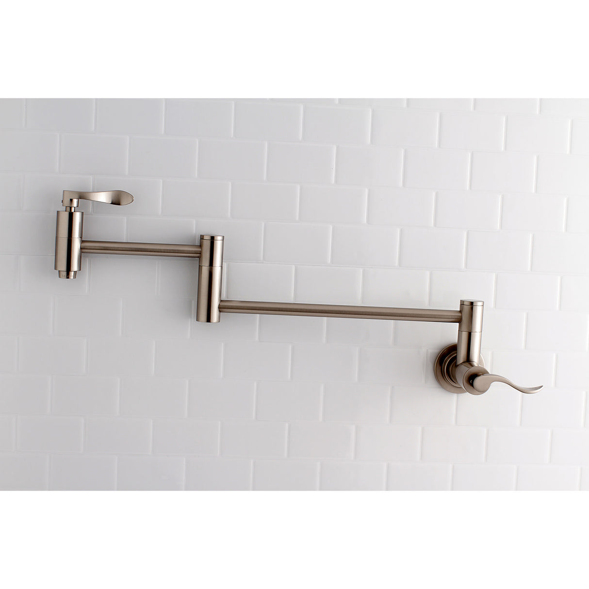 Kingston Brass KS8108DFL Wall Mount Pot Filler Kitchen Faucet, Brushed Nickel