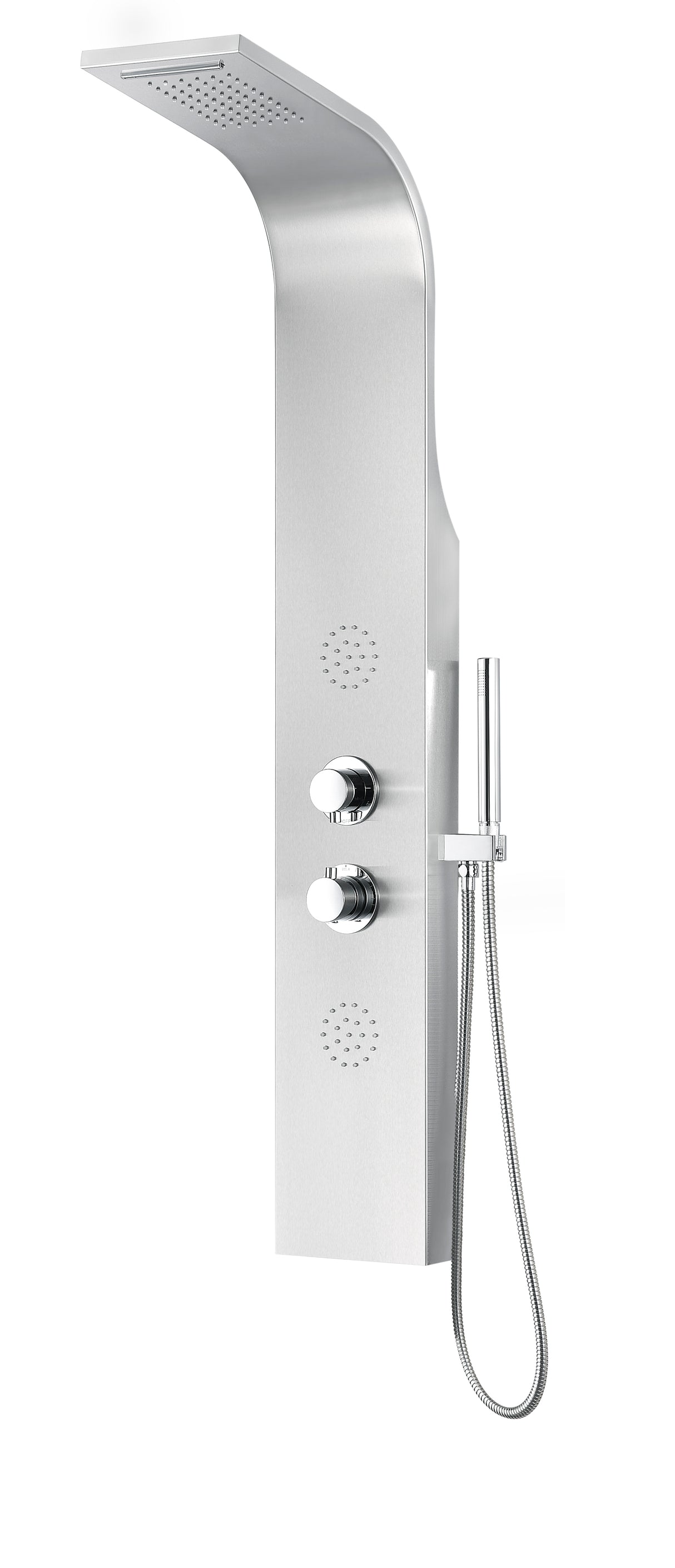 ANZZI SP-AZ037 Vanzer 52 in. Full Body Shower Panel with Heavy Rain Shower and Spray Wand in Brushed Steel