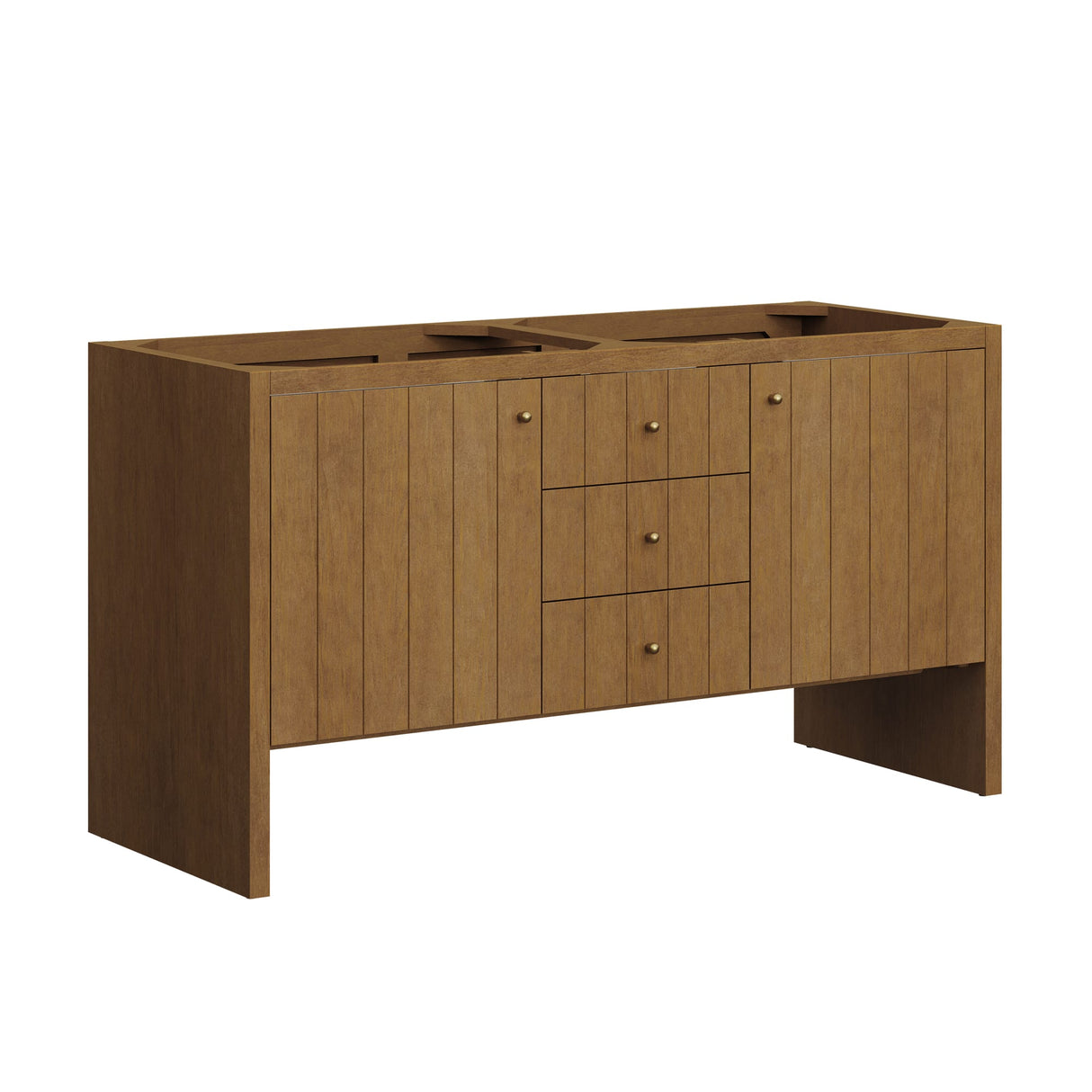 Hudson 60" Double Vanity, Honey Oak w/ 3 CM Charcoal Soapstone Silestone Top
