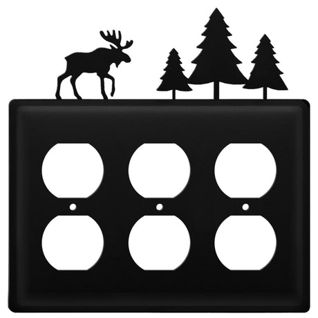 Triple Moose & Pine Trees Triple Outlet Cover CUSTOM Product