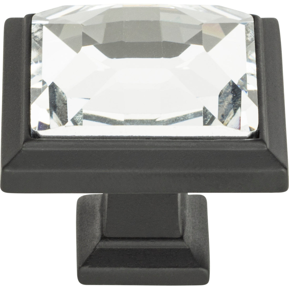 Atlas Homewares Legacy Crystal Square Knob 1 5/16 Inch Matte Black