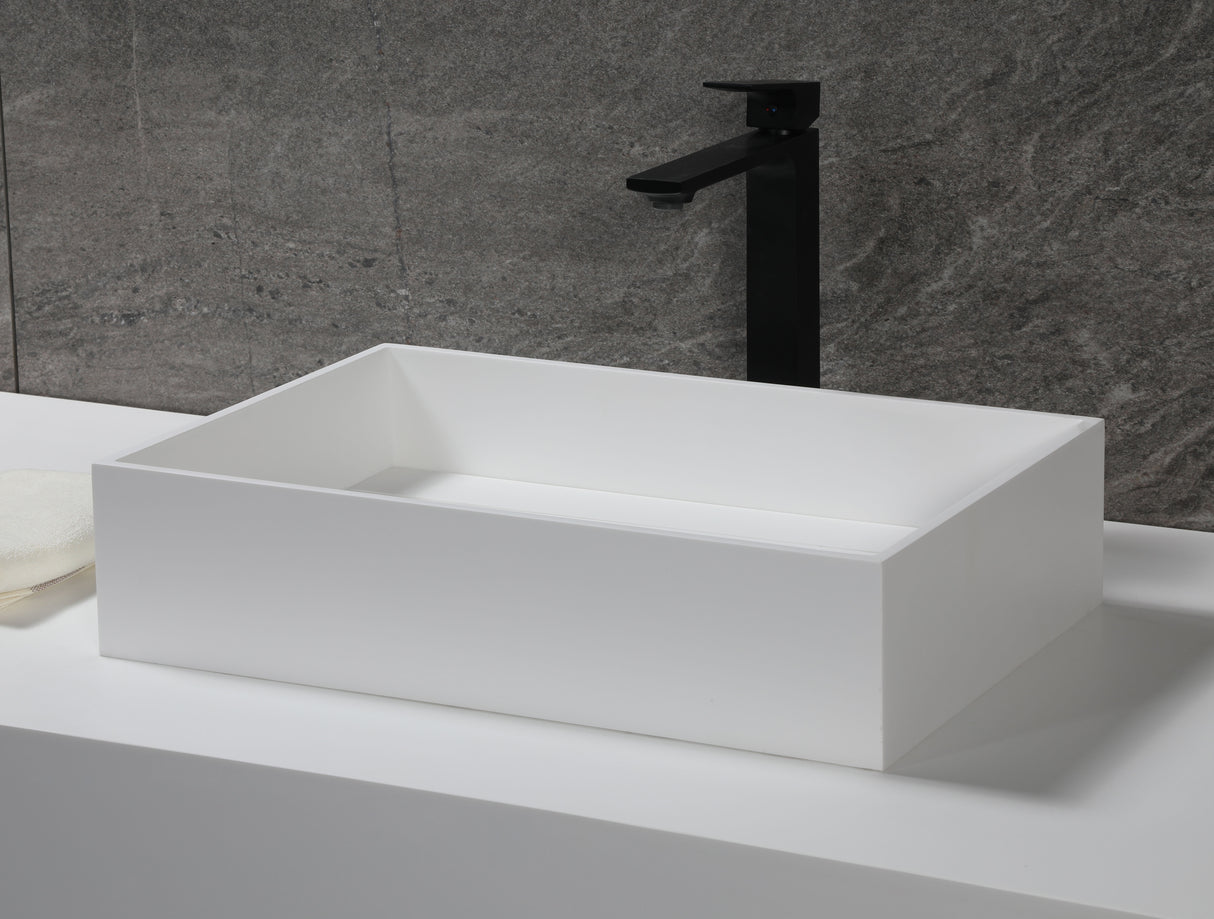 20" x 14" White Matte Solid Surface Resin Sink