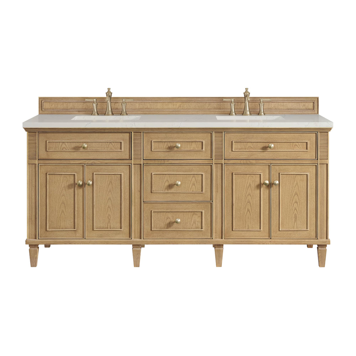 Lorelai 72" Double Vanity, Light Natural Oak, w/ 3 CM Siberian Silestone Top w/FreePower Wireless Charger