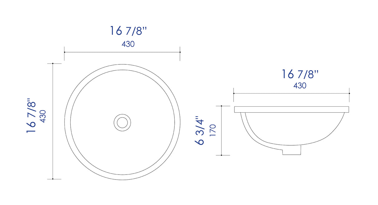 ALFI brand ABC601 White 17" Round Undermount Ceramic Sink