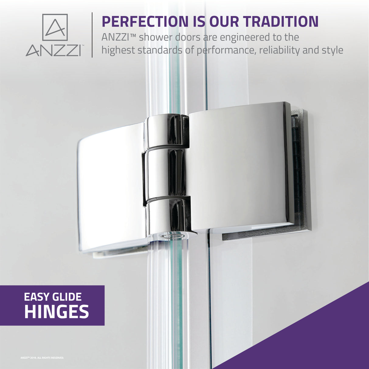 ANZZI SD-AZ8076-01CHR Series 48 in. by 58 in. Frameless Hinged Tub Door in Chrome
