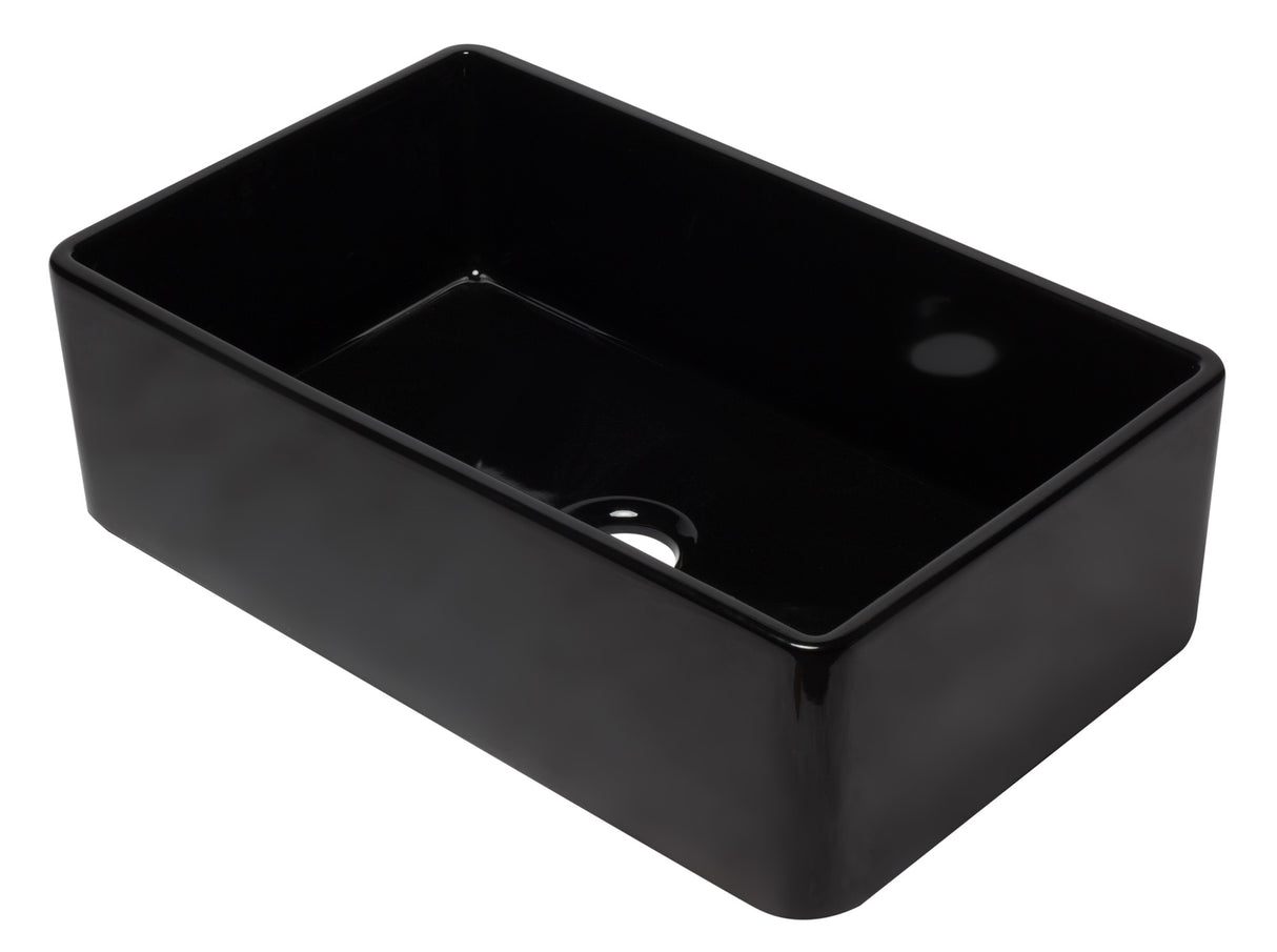 ALFI brand AB3320SB-BG 33 inch Black Reversible Single Fireclay Farmhouse Kitchen Sink