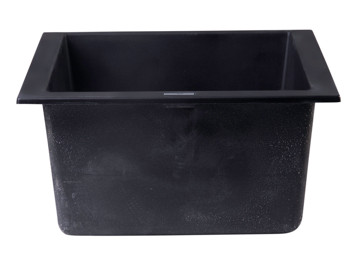 ALFI brand AB1720UM-BLA Black 17" Undermount Rectangular Granite Composite Kitchen Prep Sink