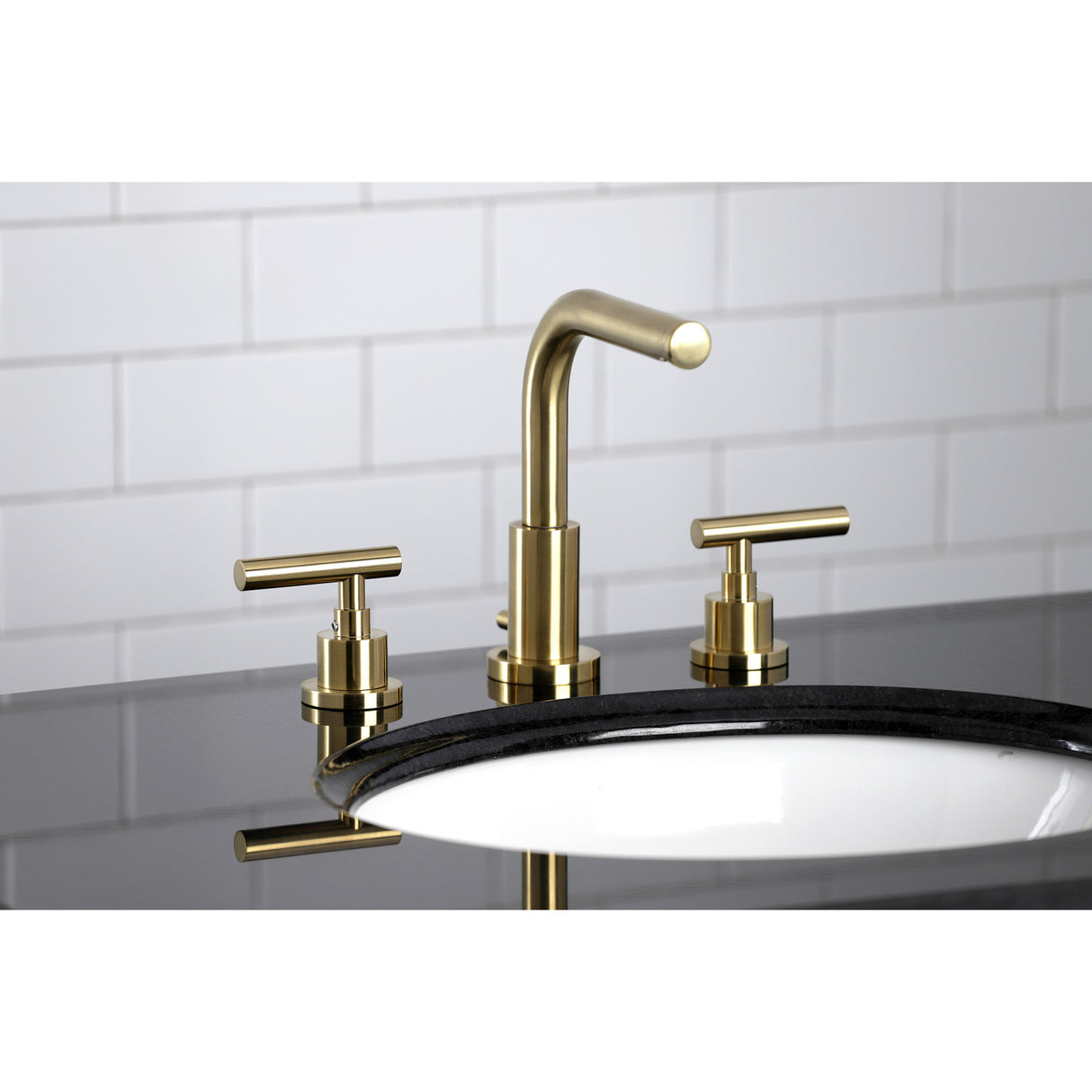 Kingston Brass FSC8953CML Manhattan Widespread Bathroom Faucet with Brass Pop-Up, Brushed Brass