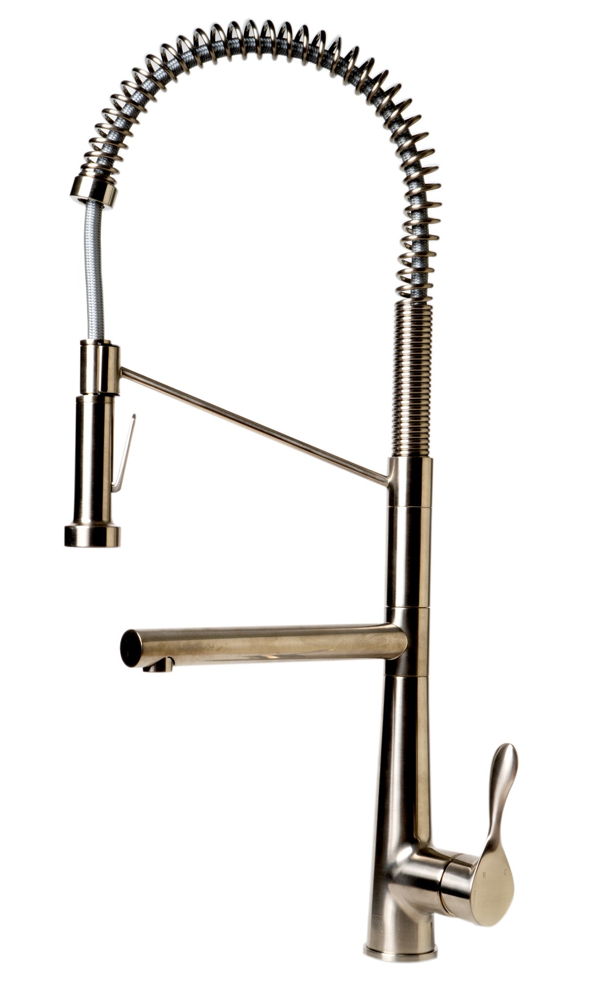 Brushed Nickel Double Spout Commercial Spring Kitchen Faucet