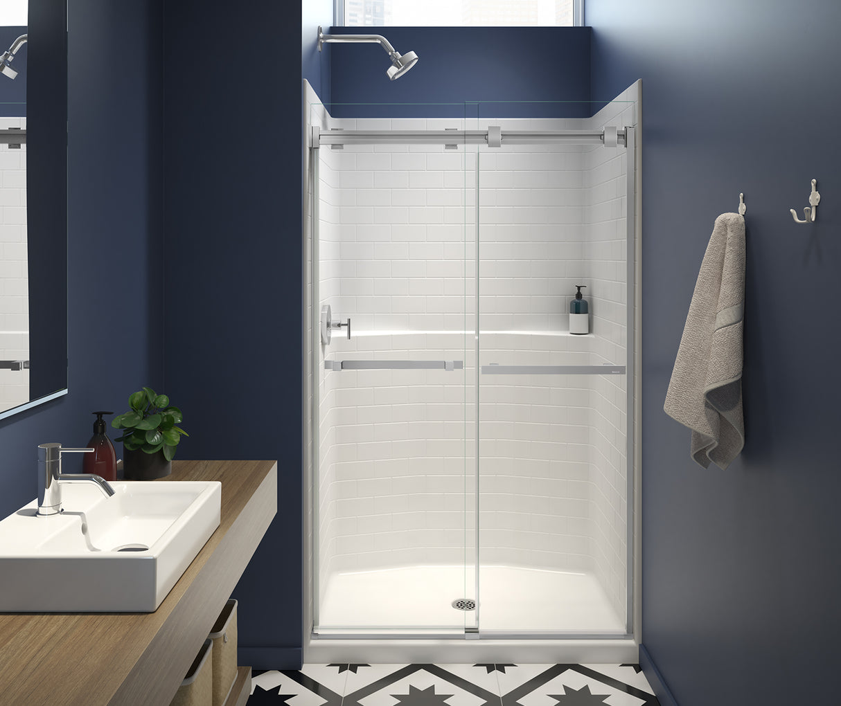 MAAX 106884-000-002-000 14834STT 48 x 35 AcrylX Alcove Center Drain One-Piece Shower in White