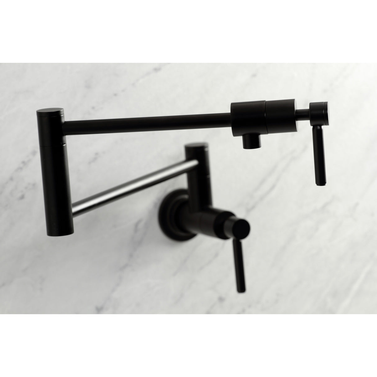 Kingston Brass KS4100DL Concord Wall Mount Pot Filler, Matte Black