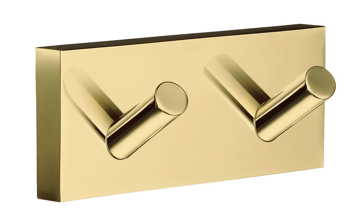 Smedbo House Double Towel Hook in Polished Brass