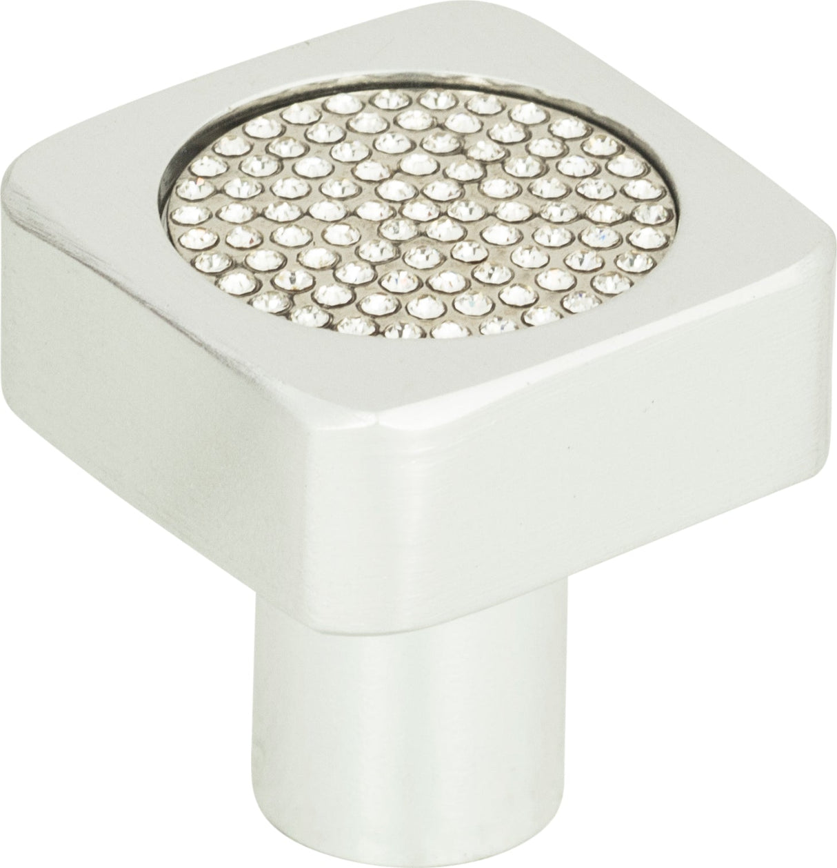 Atlas Homewares Crystal Square Inset Knob 1 Inch Matte Chrome