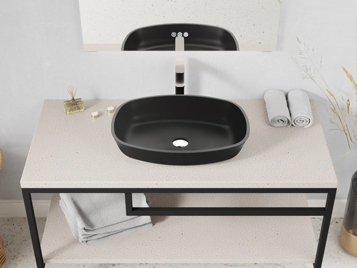 ANZZI LS-AZ913MB Ariadne Rectangle Glass Vessel Bathroom Sink with Matte Black Finish (Showroom Display for Sale)