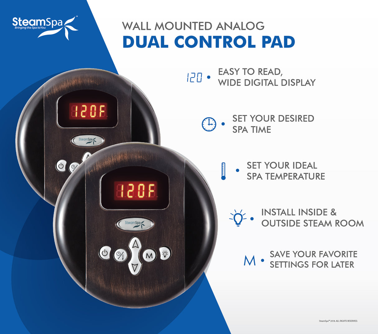 SteamSpa Programmable Dual Control Panels in Oil Rubbed Bronze G-SC-2-75-OB