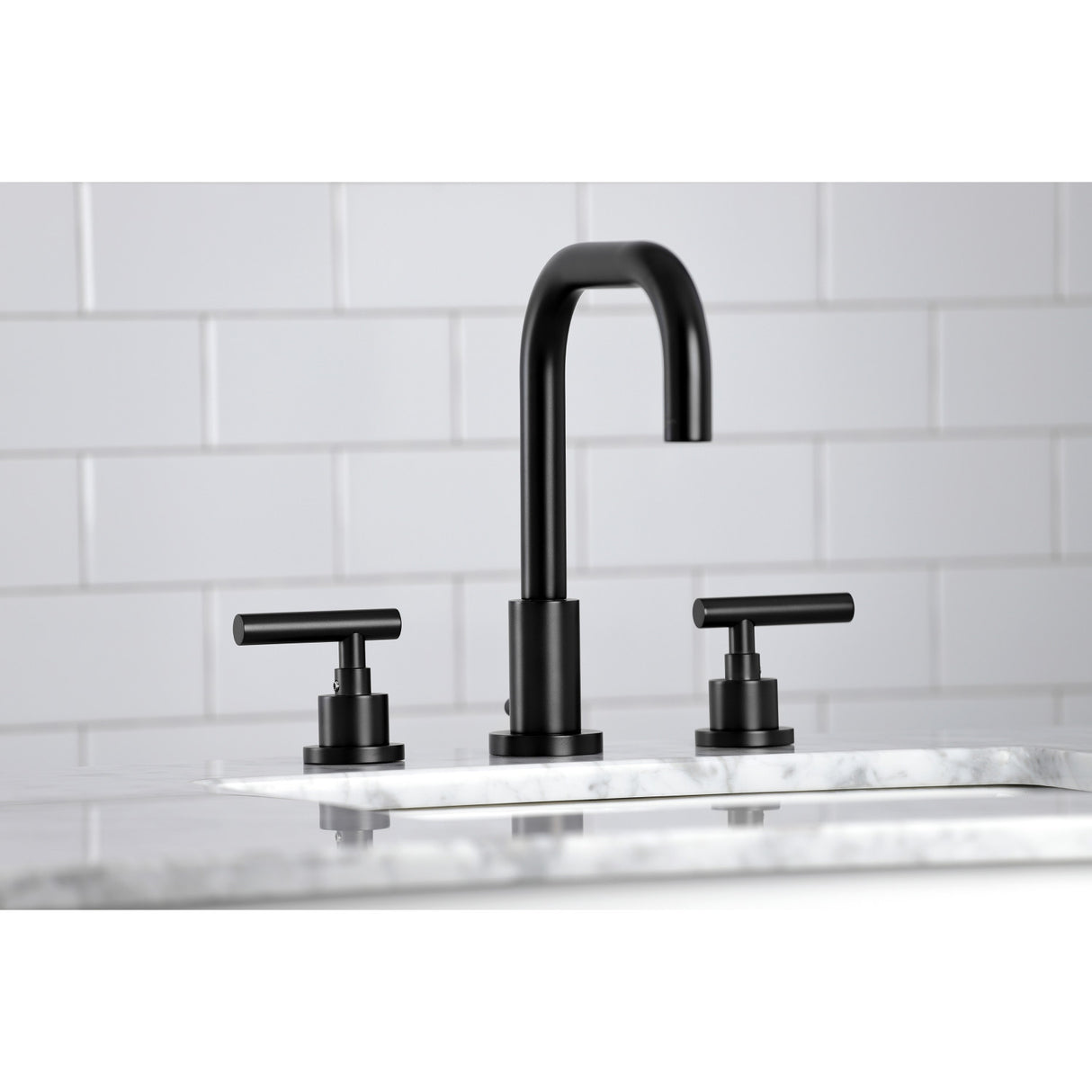 Kingston Brass FSC8930CML Manhattan Widespread Bathroom Faucet with Brass Pop-Up, Matte Black