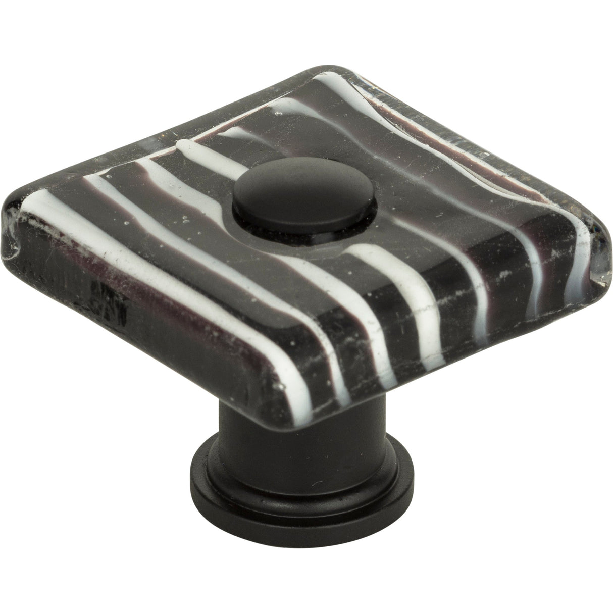 Atlas Homewares Zebra Glass Square Knob 1 1/2 Inch Matte Black