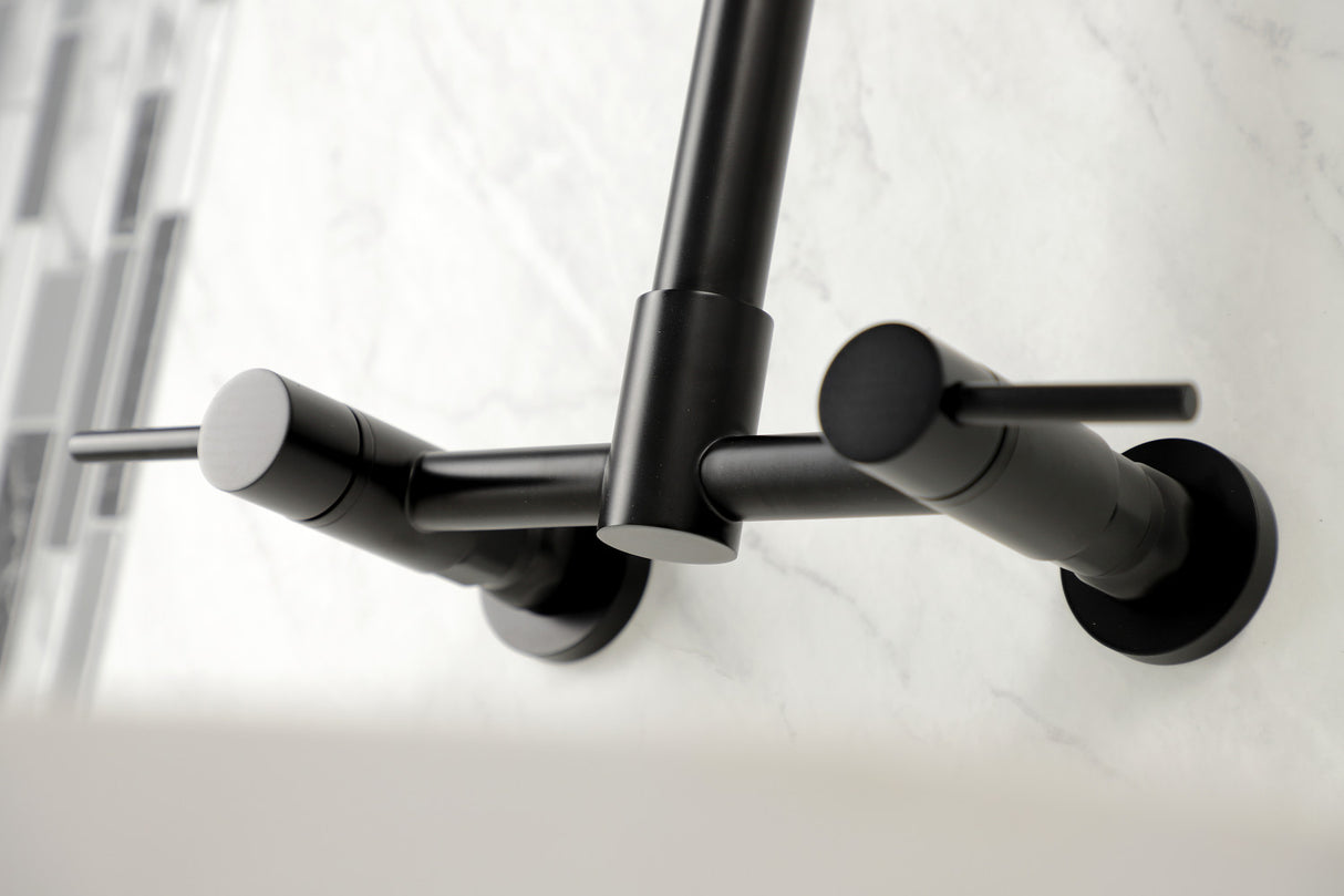 Gourmetier GS8180DL Concord 2-Handle Wall Mount Pull-Down Kitchen Faucet, Matte Black