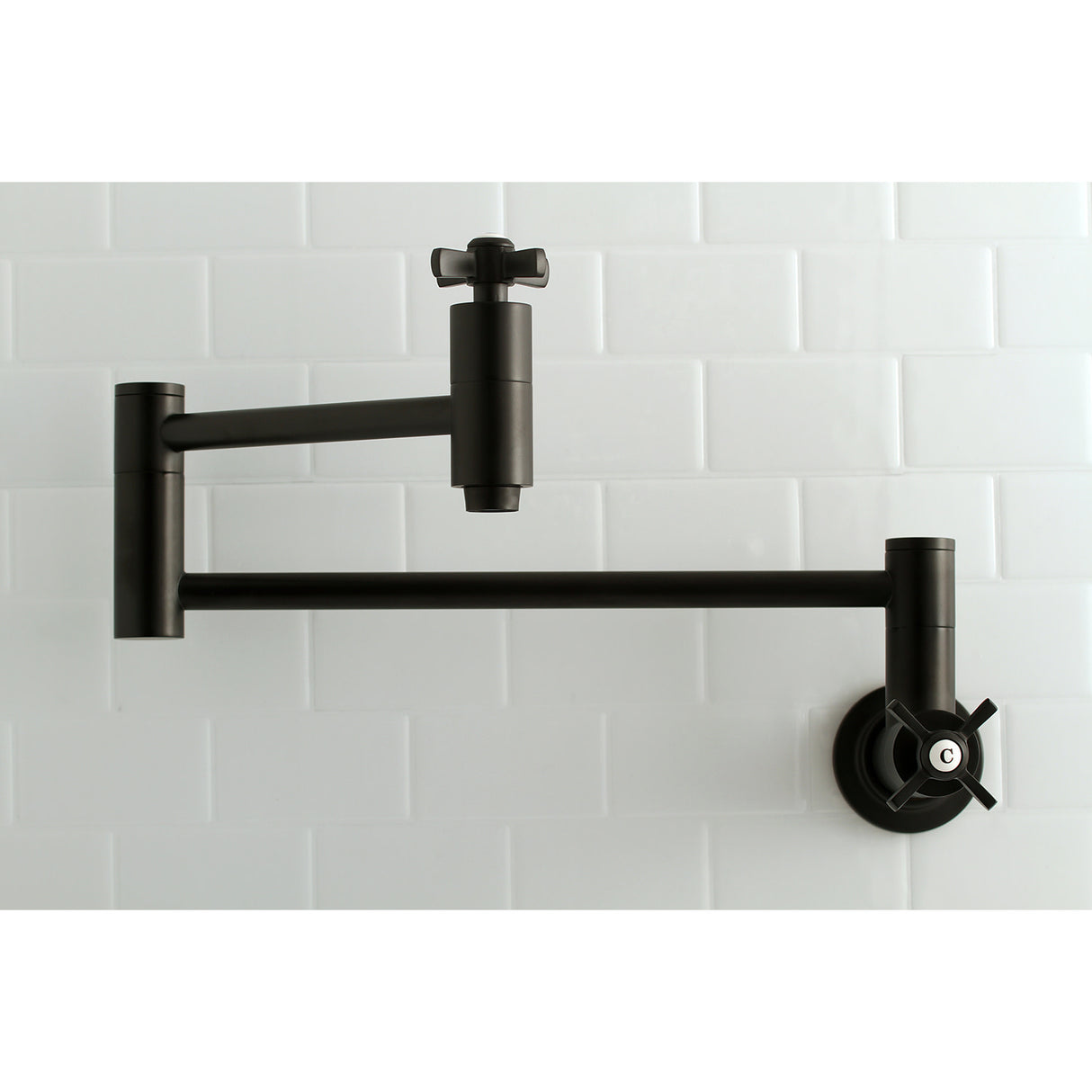 Kingston Brass KS8100ZX Millennium Wall Mount Pot Filler Kitchen Faucet, Matte Black