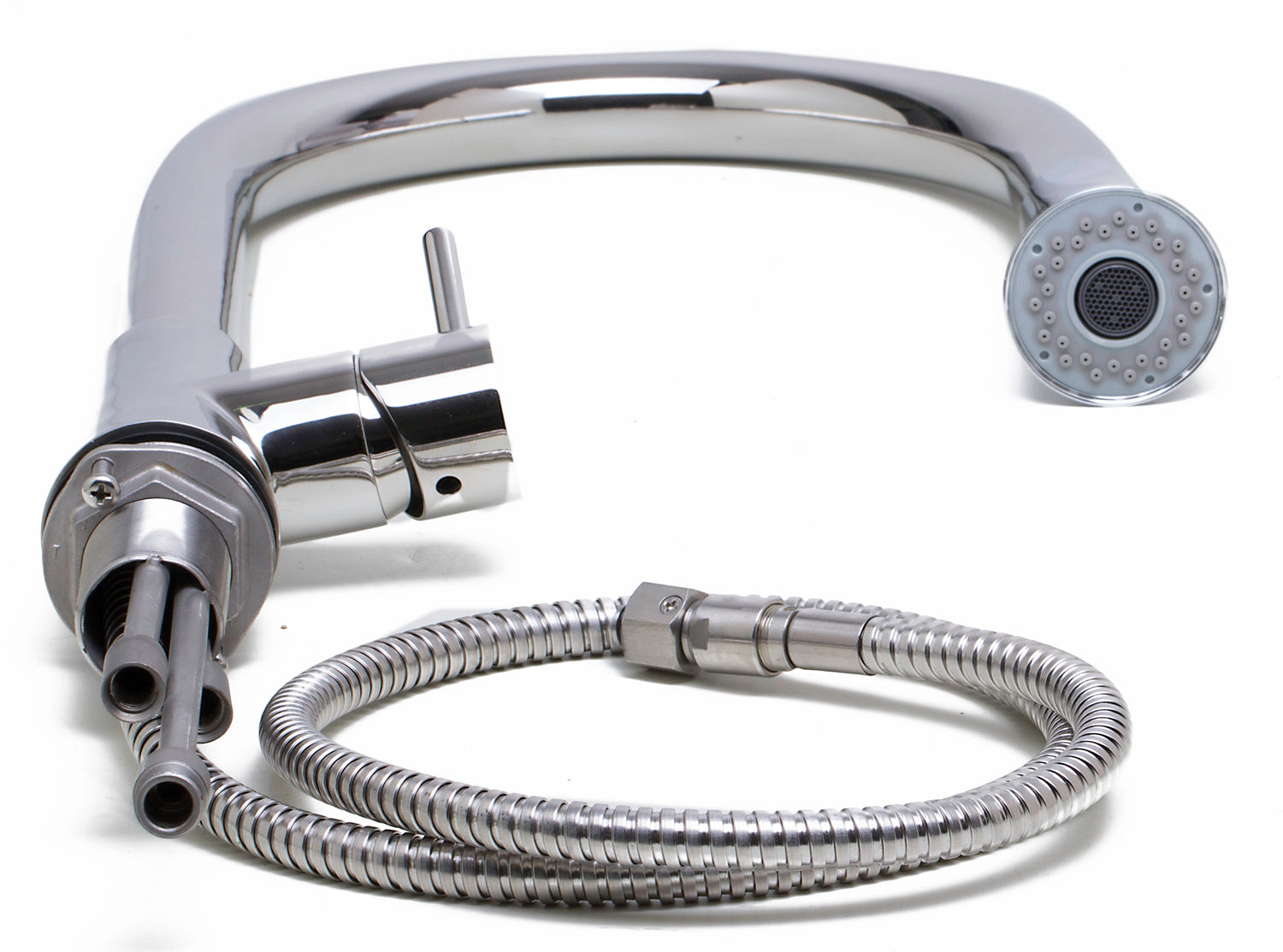 ALFI brand AB2034-PSS Solid Polished Stainless Steel Pull Down Single Hole Kitchen Faucet