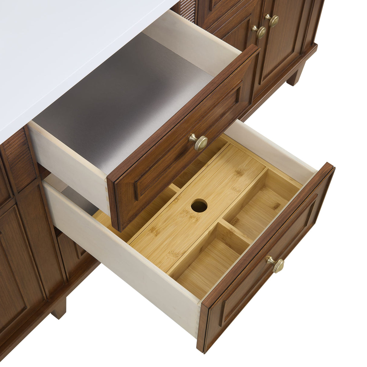 Lorelai 72" Double Vanity, Mid-Century Walnut, w/ 3 CM Siberian Silestone Top