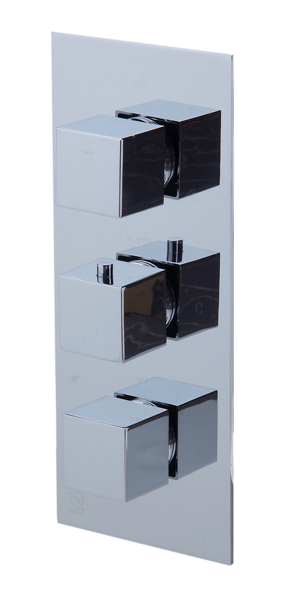 ALFI brand AB2801-PC Polished Chrome Concealed 3-Way Thermostatic Valve Shower Mixer Square Knobs