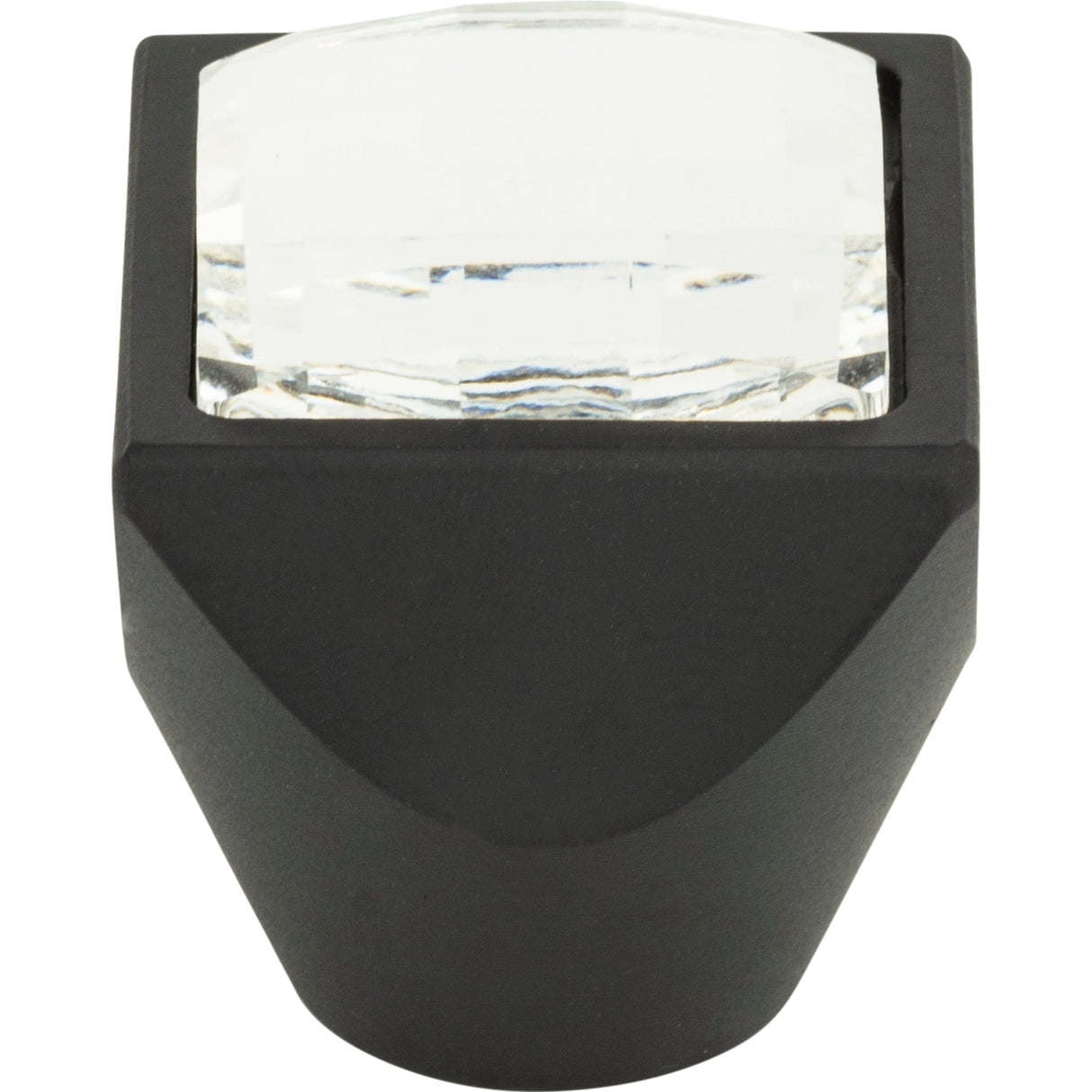 Atlas Homewares Crystal Large Square Knob 1 Inch Matte Black
