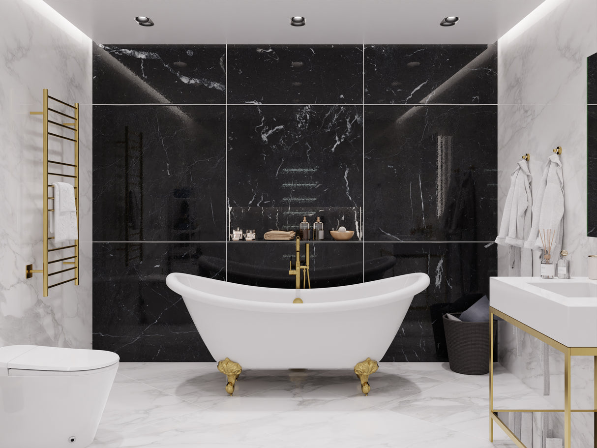 ANZZI FT-AZ132BG Falco Claw Foot 67" One Piece Acrylic Freestanding Soaking Bathtub in Glossy White with Brushed Gold Feet