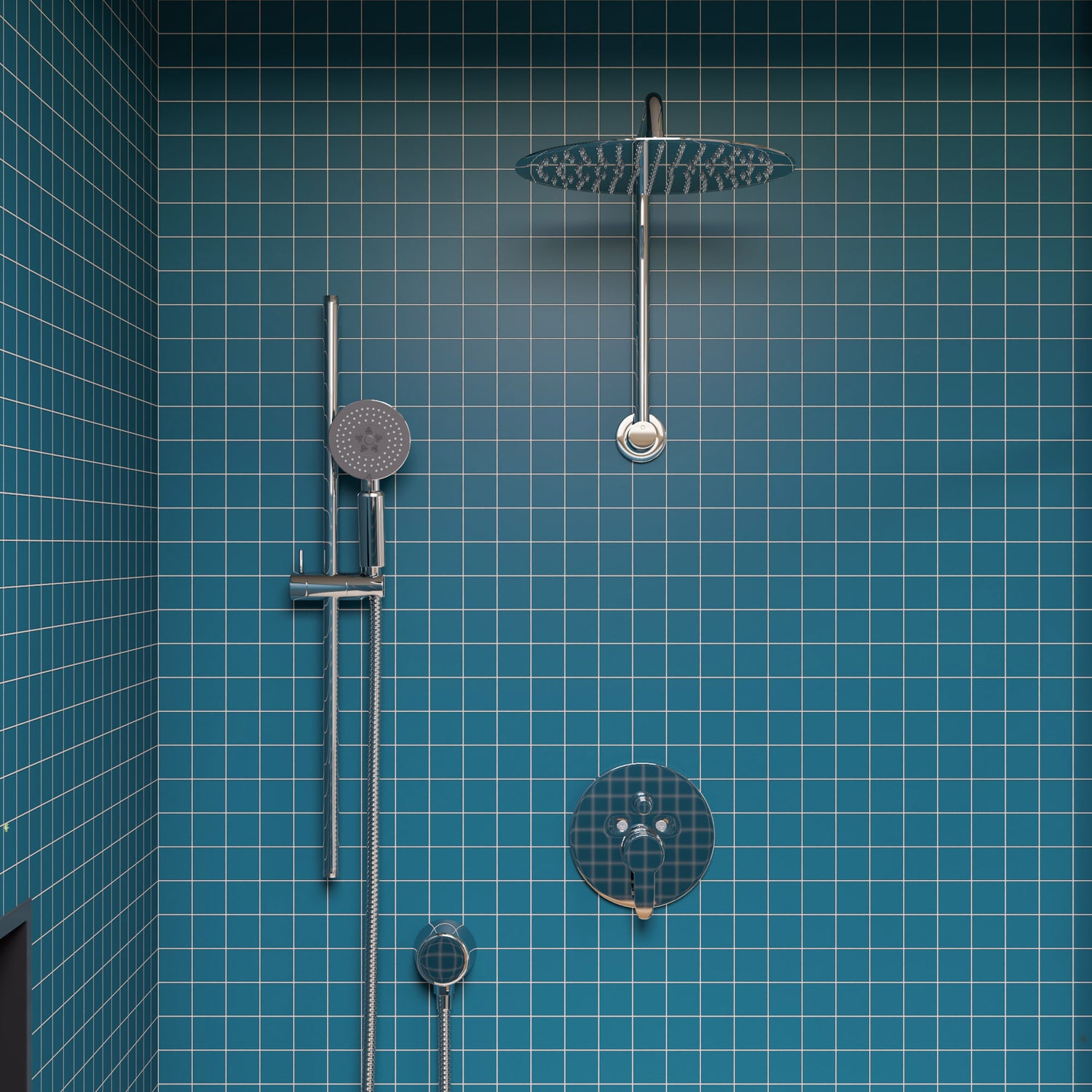 AB3101-PC Polished Chrome Shower Valve Mixer with Rounded Lever Handle and Diverter