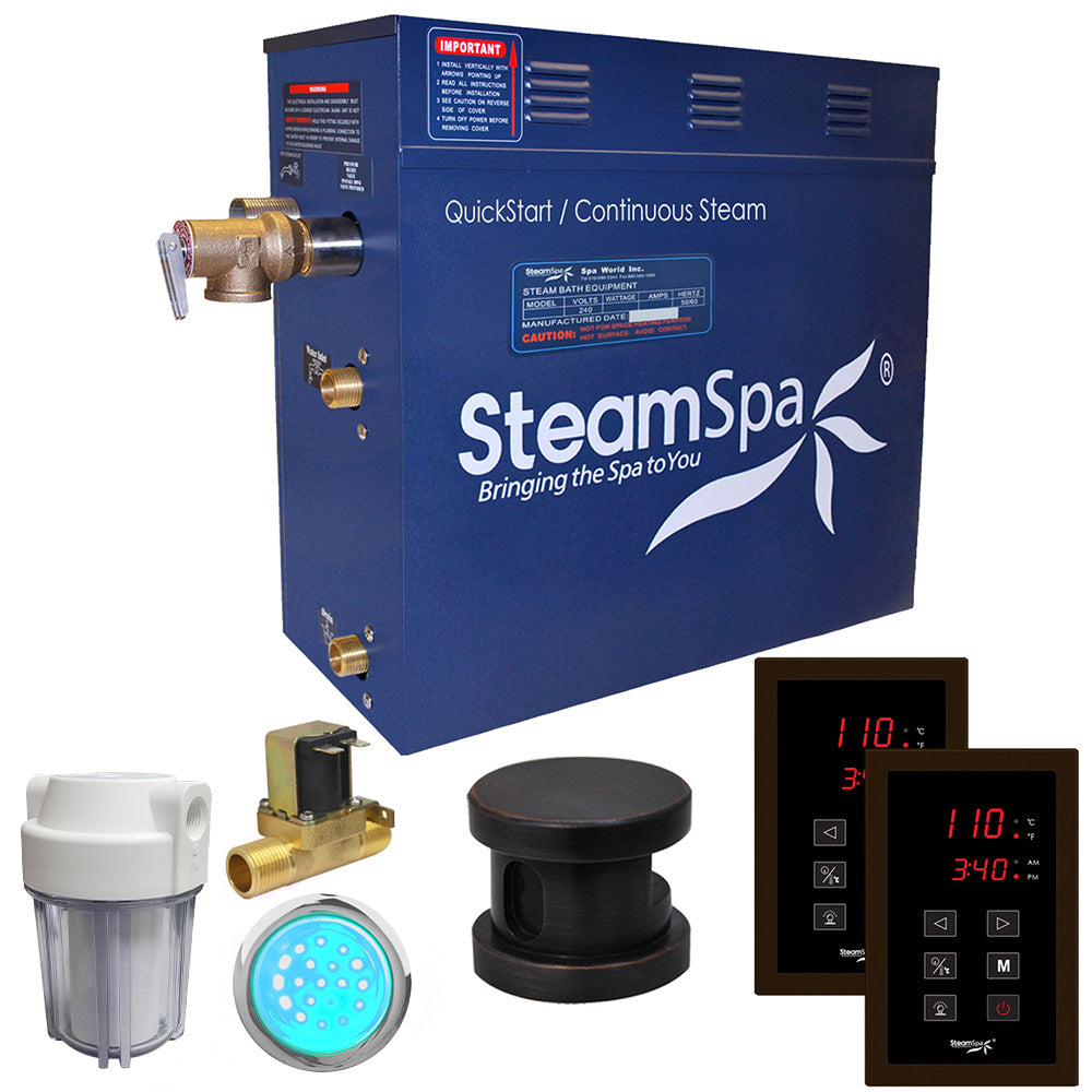 SteamSpa Royal 9 KW QuickStart Acu-Steam Bath Generator Package with Built-in Auto Drain in Oil Rubbed Bronze RYT900OB-A