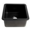 Black Matte Square 18" x 18" Undermount / Drop In Fireclay Prep Sink