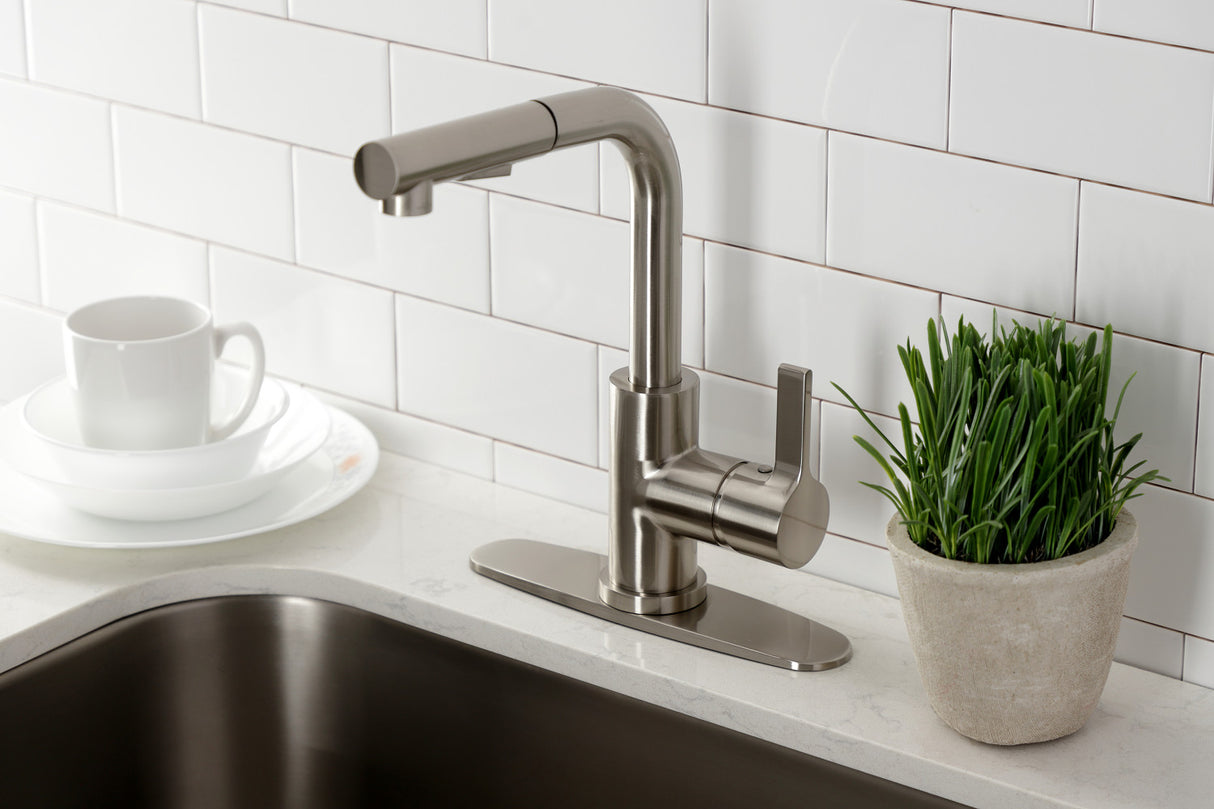 Gourmetier LS2718CTL Continental Single-Handle Kitchen Faucet with Pull-Out Sprayer, Brushed Nickel