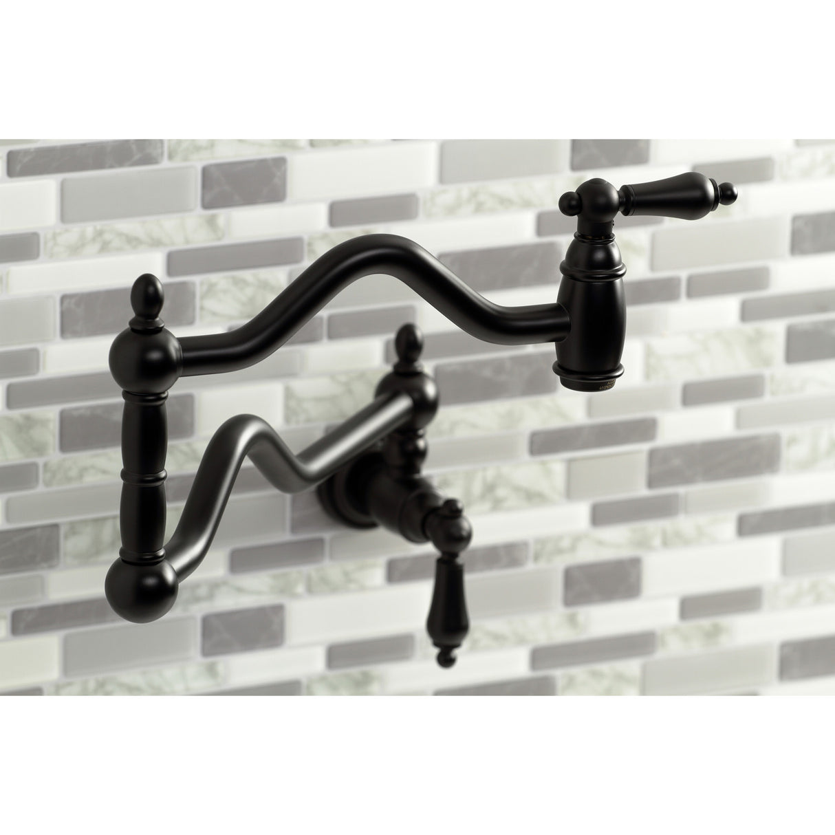 Kingston Brass KS2100AL Heritage Wall Mount Pot Filler, Matte Black