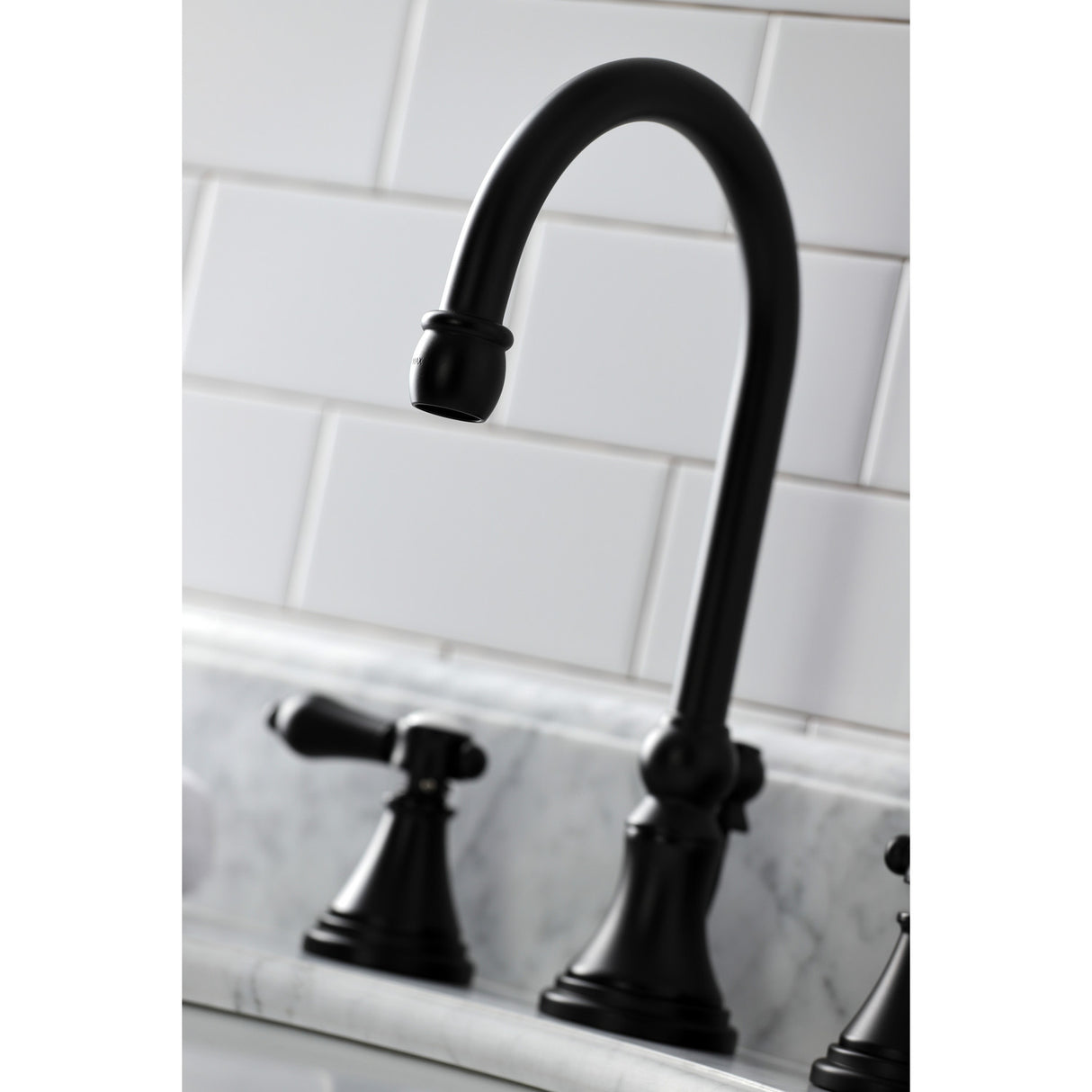 Kingston Brass KS2980BAL Heirloom Widespread Bathroom Faucet with Brass Pop-Up, Matte Black