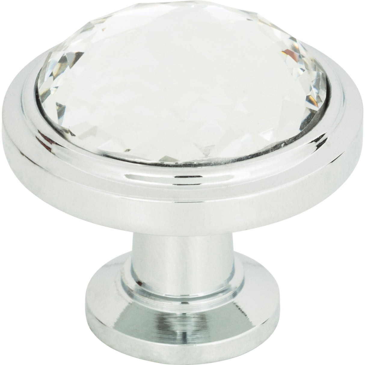 Atlas Homewares Legacy Crystal Round Knob 1 5/16 Inch Polished Chrome