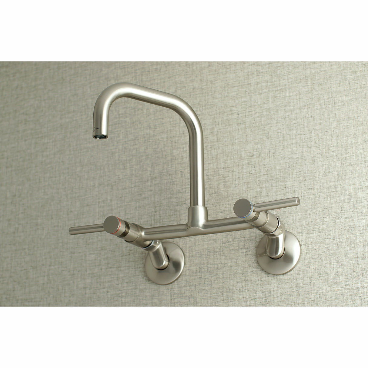 Kingston Brass Concord 8-Inch Adjustable Center Wall Mount Kitchen Faucet, Brushed Nickel