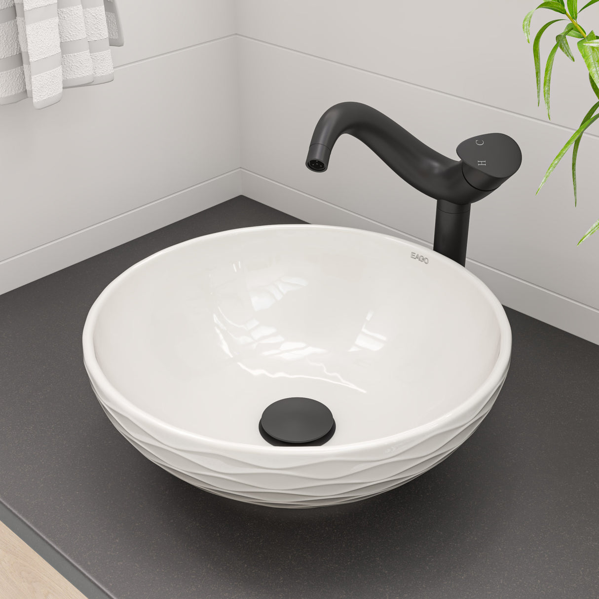 Black Matte Tall Wave Single Lever Bathroom Faucet