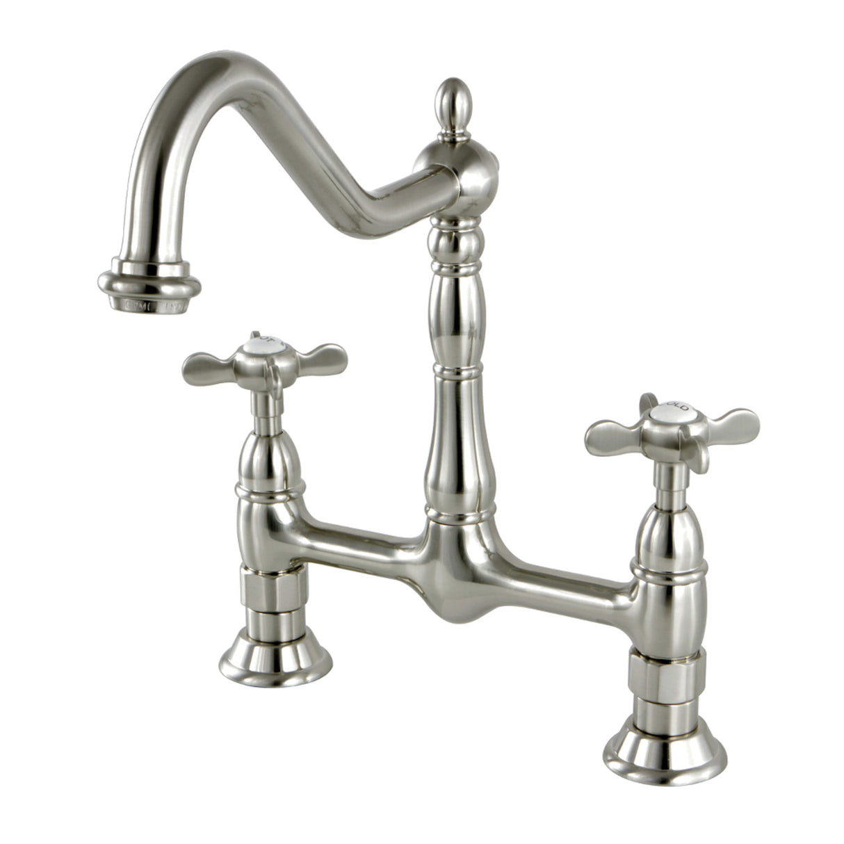 Kingston Brass KS1178BEX Essex Bridge Kitchen Faucet, Brushed Nickel