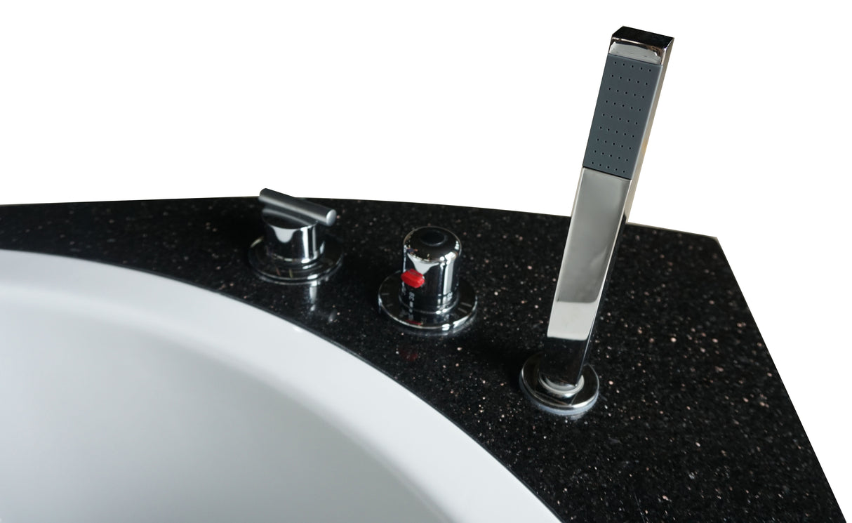 EAGO AM113ETL-L 5.5 ft Left Corner Acrylic White Whirlpool Bathtub for Two