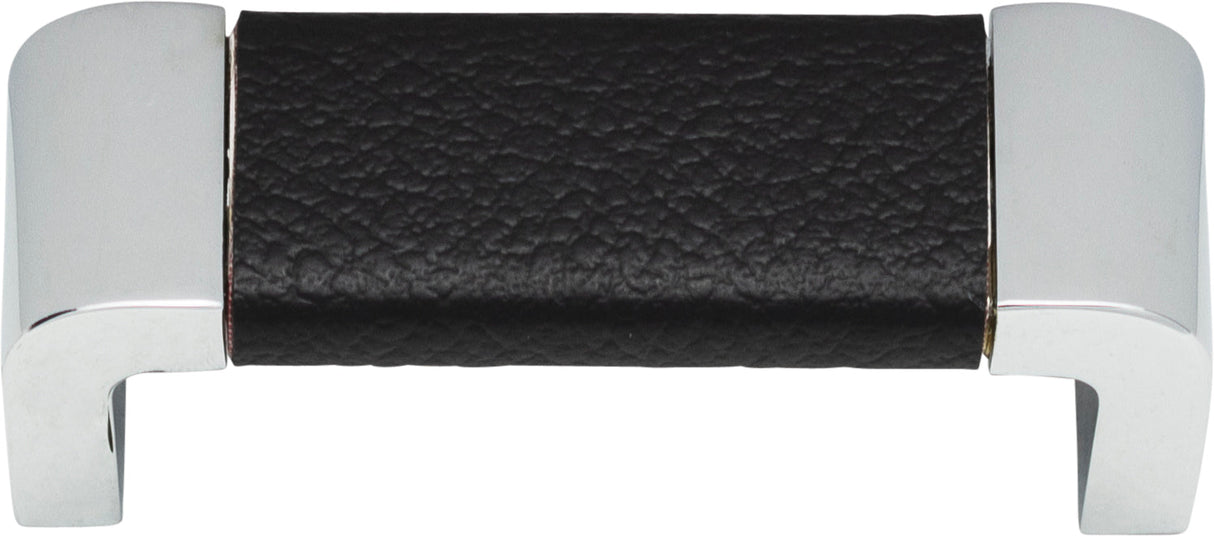 Atlas Homewares Paradigm Pull 3 Inch (c-c) CH & Black Leather