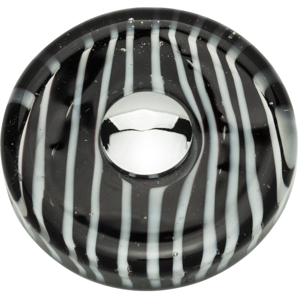 Atlas Homewares Zebra Glass Round Knob 1 1/2 Inch Polished Chrome