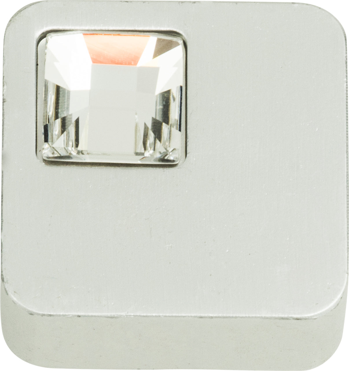 Atlas Homewares Crystal Off Center Square Knob 1 Inch Matte Chrome