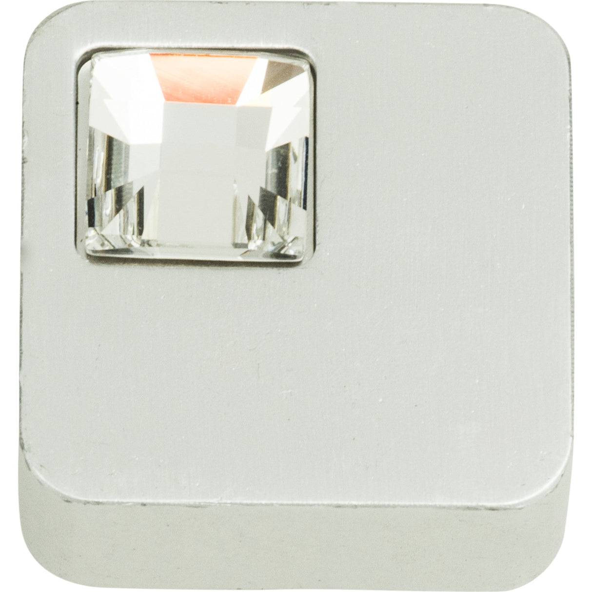 Atlas Homewares Crystal Off Center Square Knob 1 Inch Matte Chrome