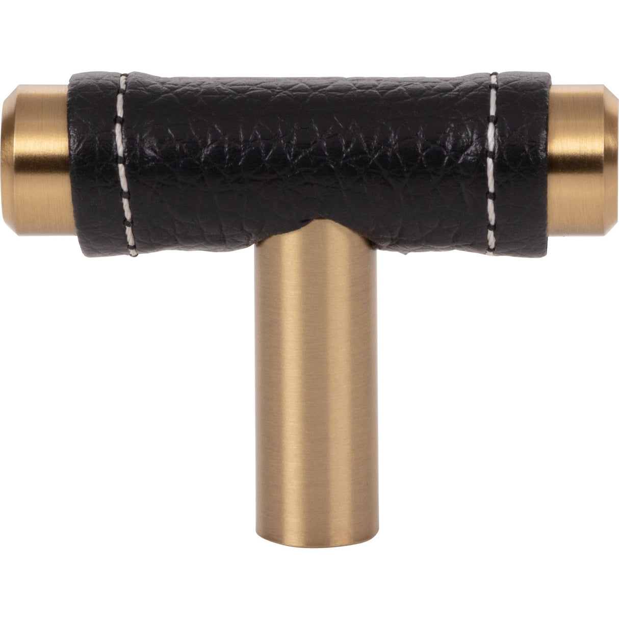 Atlas Homewares Zanzibar Black Leather Knob 1 7/8 Inch Warm Brass
