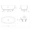 ALFI brand AB9975BM 59" Black & White Matte Oval Solid Surface Resin Soaking Bathtub