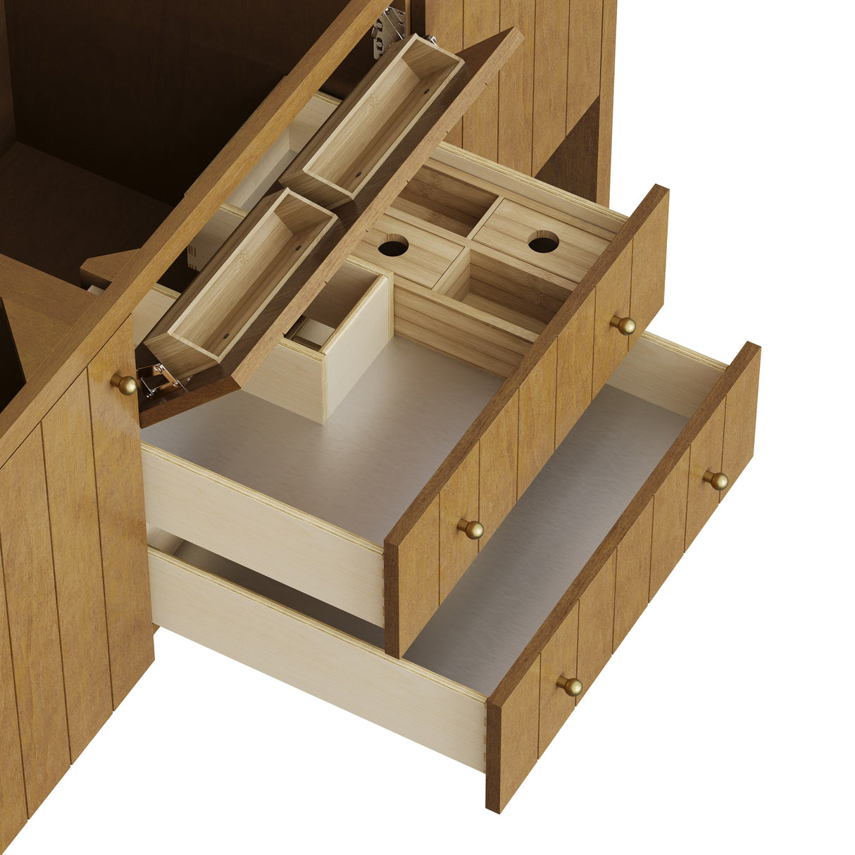 Hudson 60" Single Vanity, Honey Oak w/ 3 CM Tajnar Eclos Top w/FreePower Wireless Charger