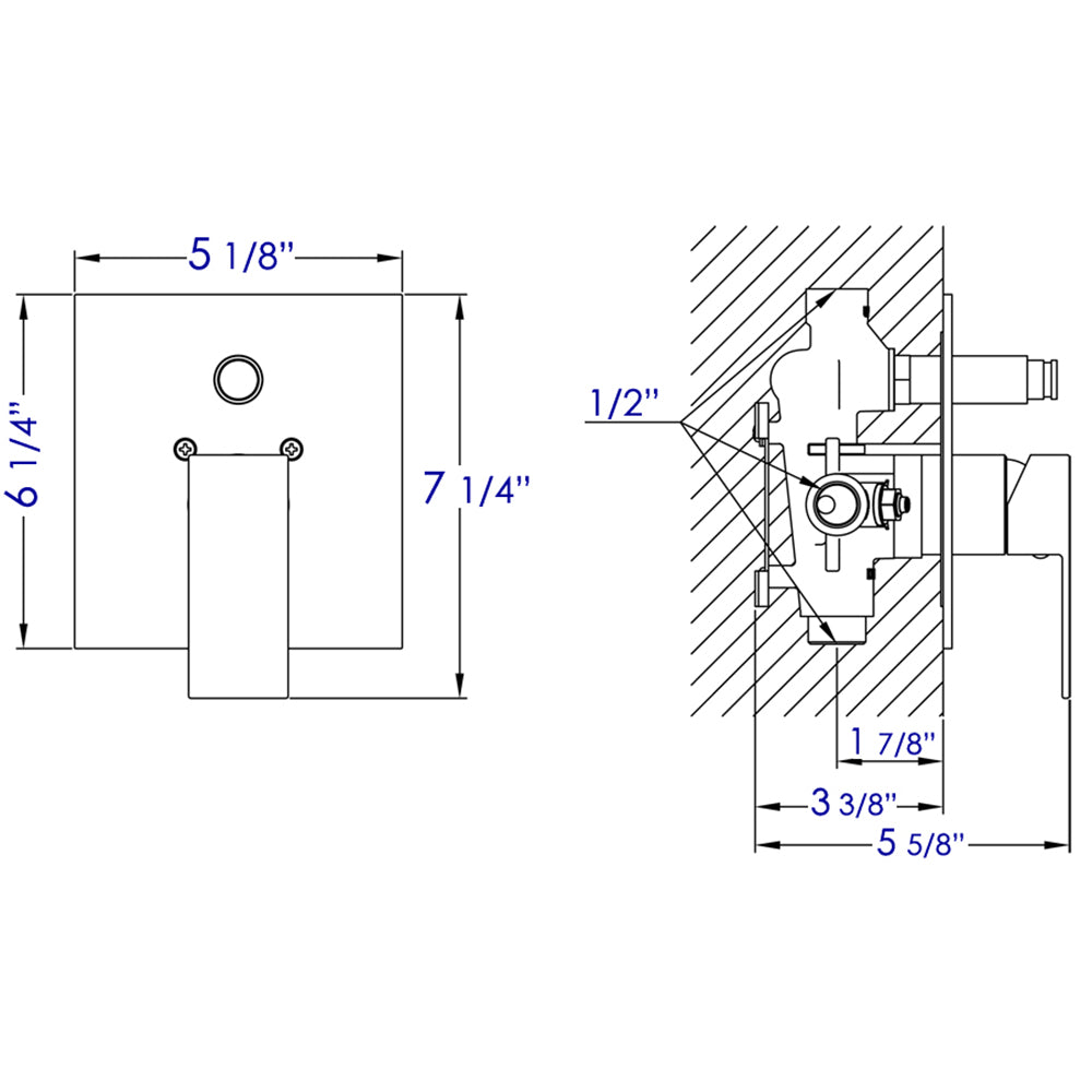 ALFI brand AB5601-PC Polished Chrome Shower Valve Mixer with Square Lever Handle and Diverter