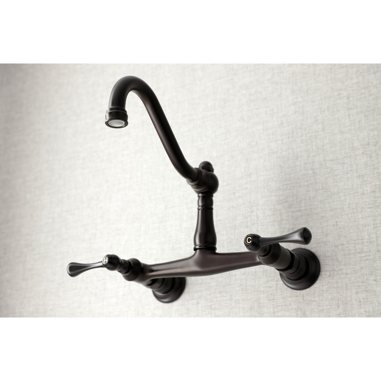 Kingston Brass KS3245BL Vintage Wall Mount Bathroom Faucet, Oil Rubbed Bronze