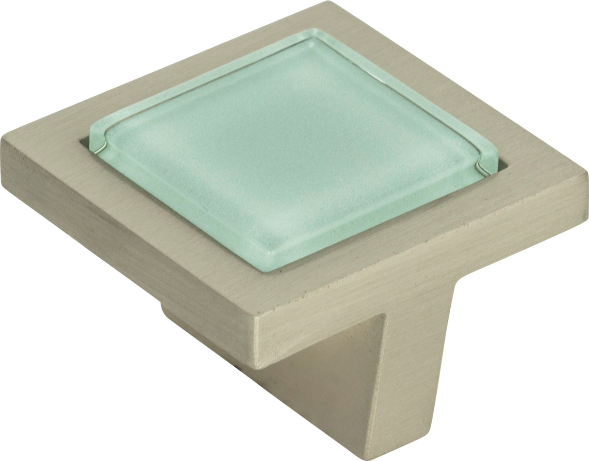 Atlas Homewares Spa Green Square Knob 1 3/8 Inch Brushed Nickel
